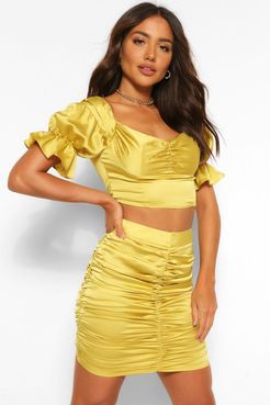 Satin Off The Shoulder Two-Piece - Green - 6