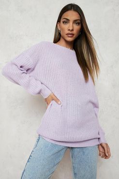 Slash Neck Sweater - Purple - S