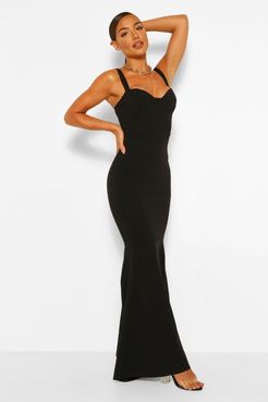 Fitted Fishtail Maxi Bridesmaid Dress - Black - 8