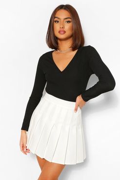 Woven Pleated Super Mini Tennis Skirt - White - 10