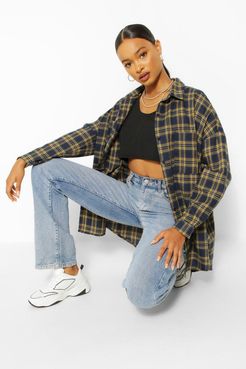 Extreme Oversized Flannel Shirt - Navy - 2