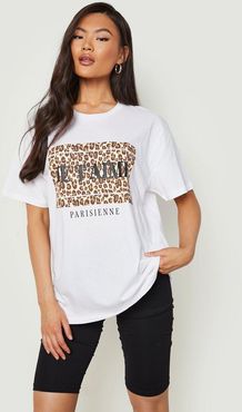 J'Adore Paris Leopard T - Shirt - White - S