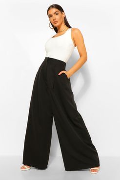 Oversized Super Wide Leg Tailored Pants - Black - 4