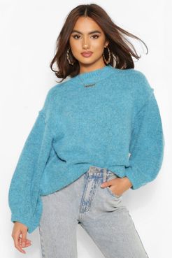 Oversized Balloon Sleeve Sweater - Blue - S/M