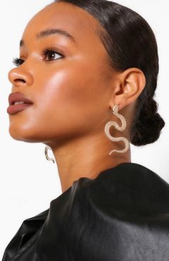 Textured Snake Statement Earrings - Metallics - One Size