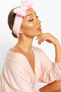 Fluffy Bow Spa Facial Headband - Pink - One Size