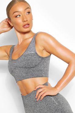 Rib Seamless Sports Bra - Grey - S