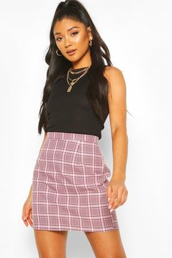 Pastel Flannel A Line Mini Skirt - Pink - 8