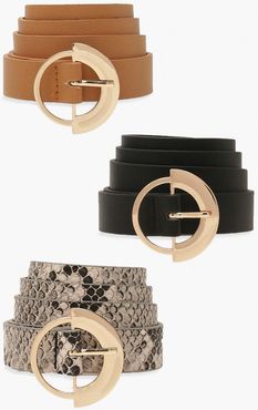 3 Pack Ring Detail Buckle Belt - Multi - One Size