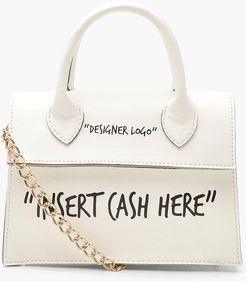 Insert Cash Here Slogan Structured Cross Body Bag - White - One Size