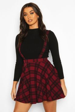 Plaid Flannel Pinafore Skirt - Red - 6