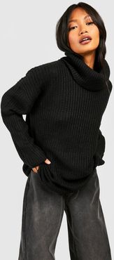 Turtleneck Oversized Sweater - Black - S