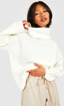 Turtleneck Oversized Sweater - White - S
