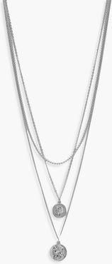 Simple Coin Layered Necklace - Grey - One Size