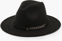 Chain Detail Fedora Hat - Black - One Size