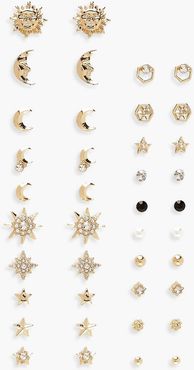 20 Bumper Pack Celestial Stud Earrings - Metallics - One Size