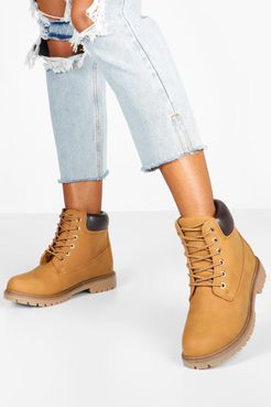 Wide Width Chunky Combat Boots - Brown - 5