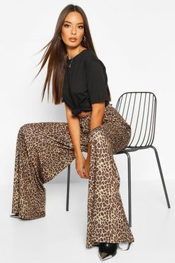 Leopard Super Flare Wide Leg Pants - Brown - 4