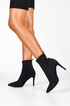 Pointed Stiletto Sock Boots - Black - 5