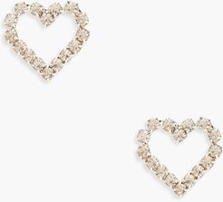Diamante Heart Stud Earrings - Grey - One Size