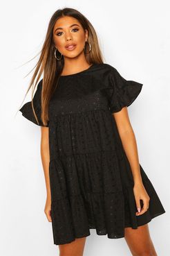 Eyelet Smock Dress - Black - 6