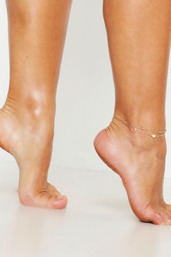 Heart Simple Layered Anklet - Metallics - One Size
