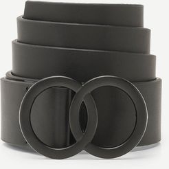 Matte Double Ring Buckle Boyfriend Belt - Black - One Size