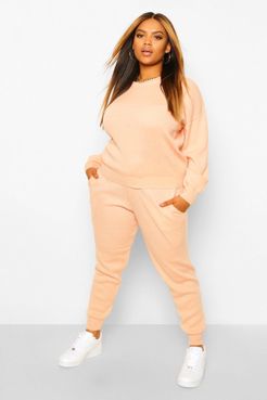 Plus Knitted Sweater And Jogger Two-Piece - Pink - 12