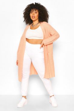 Plus Textured Chunky Knit Cardigan - Pink - 16-18