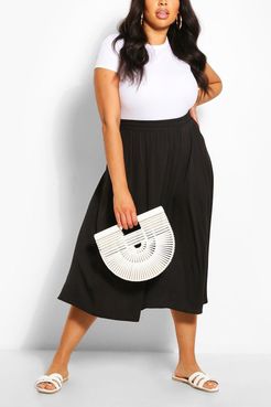 Plus Woven Full Circle Midi Skirt - Black - 18