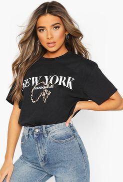 Petite Leopard City Graphic T-Shirt - Black - L