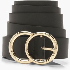 Plus Gold O Ring Boyfriend Belt - Black - One Size