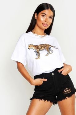 Petite Leopard T-Shirt - White - S
