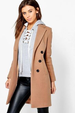 Petite Double Breasted Camel Duster Coat - Beige - 0