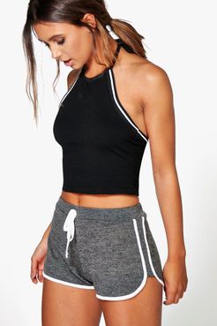 Petite Space Dye Knitted Gym Running Shorts - Grey - 0