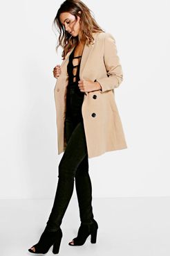 Petite Double Breasted Camel Duster Coat - Beige - 2