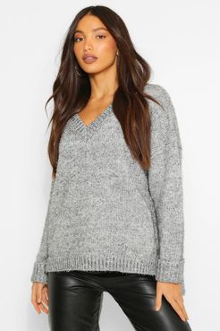 Tall Metallic Tinsel Knit Oversized Sweater - Grey - S