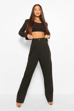 Tall High Waist Woven Pants - Black - 2