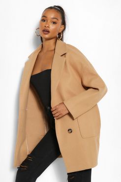 Tall Wool Oversized Pocket Coat - Beige - 4