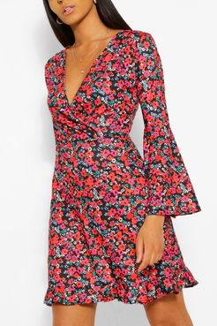 Tall Ditsy Floral Ruffle Tea Dress - Red - 2