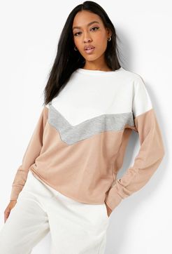 Tall Colour Block Sweat - Beige - 4