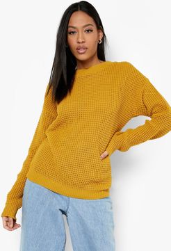 Tall Waffle Knit Sweater - Yellow - S