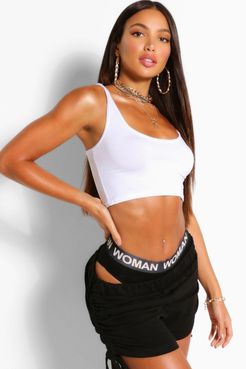 Tall Basic Scoop Neck Crop Top - White - 8