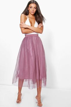 Tall Boutique Tulle Mesh Midi Skirt - Purple - 10