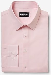 Slim Solid Stretch Cotton 1Mx Dress Shirt Pink Men's XS