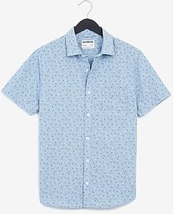 Slim Leaf Print Chambray Soft Wash Shirt