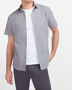 Slim Striped Stretch Cotton Short Sleeve Shirt