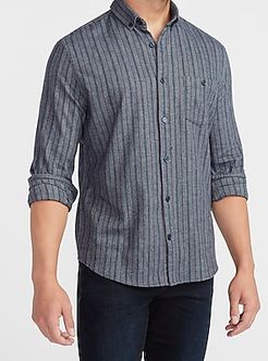 Slim Striped Stretch Flannel Shirt