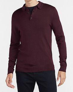 Merino Wool-Blend Polo Sweater Purple Men's XS