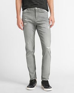 Athletic Tapered Slim Ripped Gray Hyper Stretch Jeans